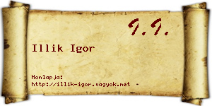 Illik Igor névjegykártya